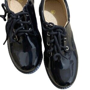 NEW LACE-UP PATENT LEATHER BLACK DRESS SHOES FOR LITTLE BOYS Sizes US 11C & 12C